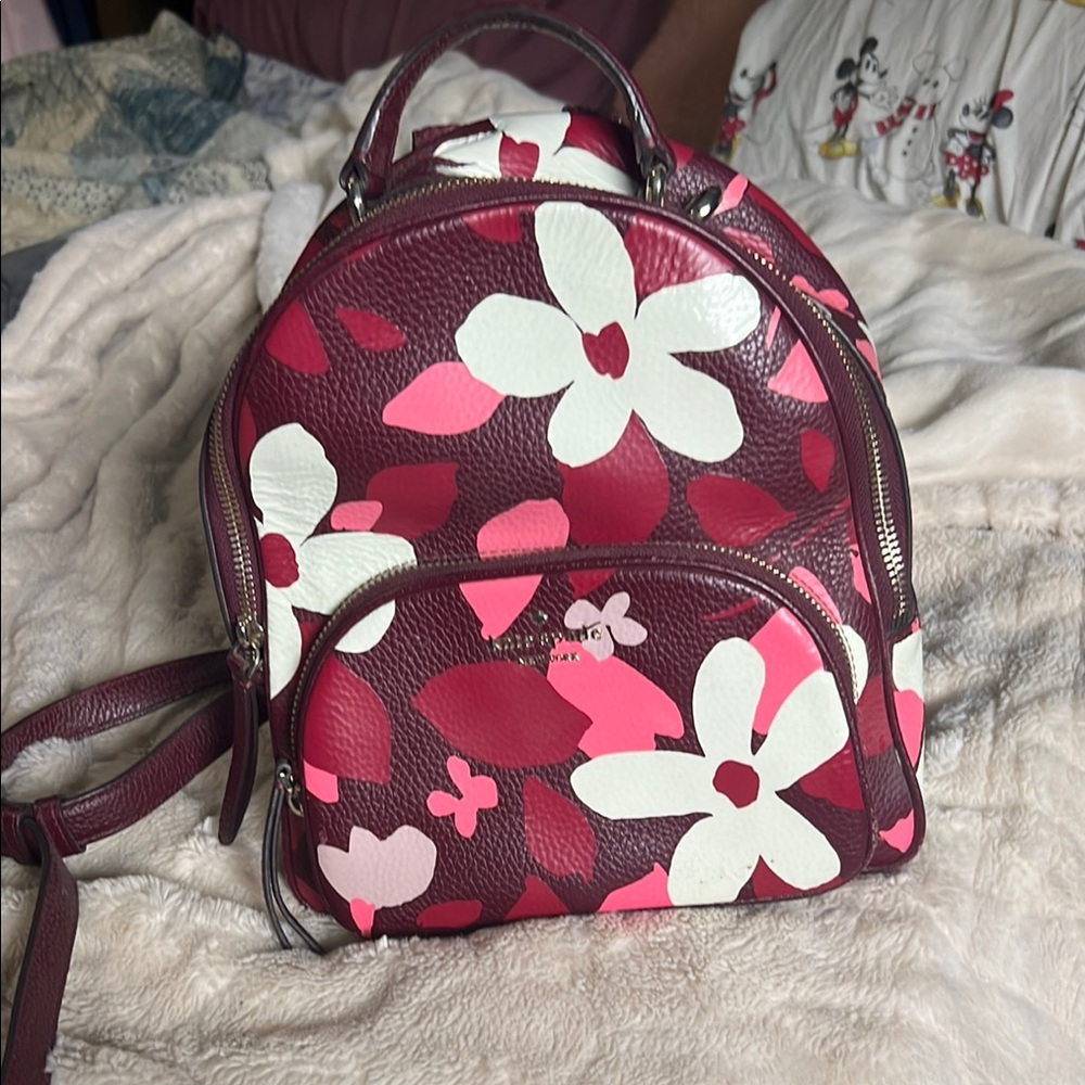 Kate Spade Floral Burgundy Backpack